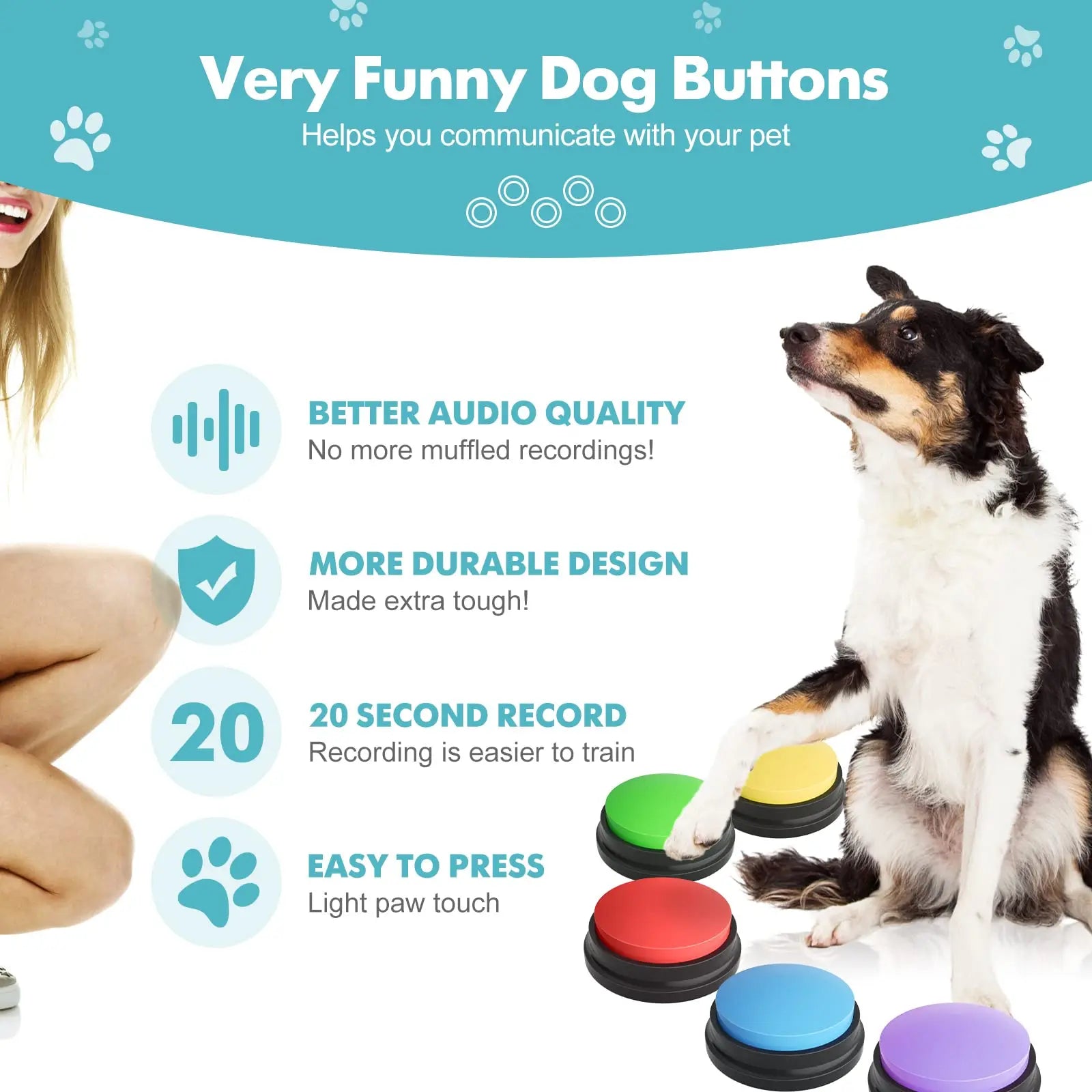 Paws & Claws™Voice Recording Button Pet Toys